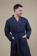 Peignoir Homme Kimono Bleu Fonc&eacute;